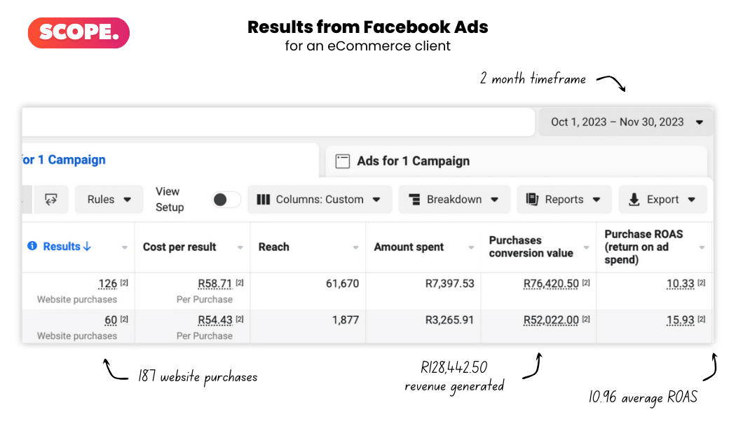 ecommerce client results